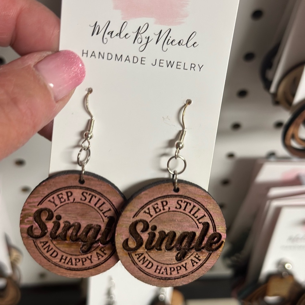 Hand Crafted Wooden Earrings - Brown